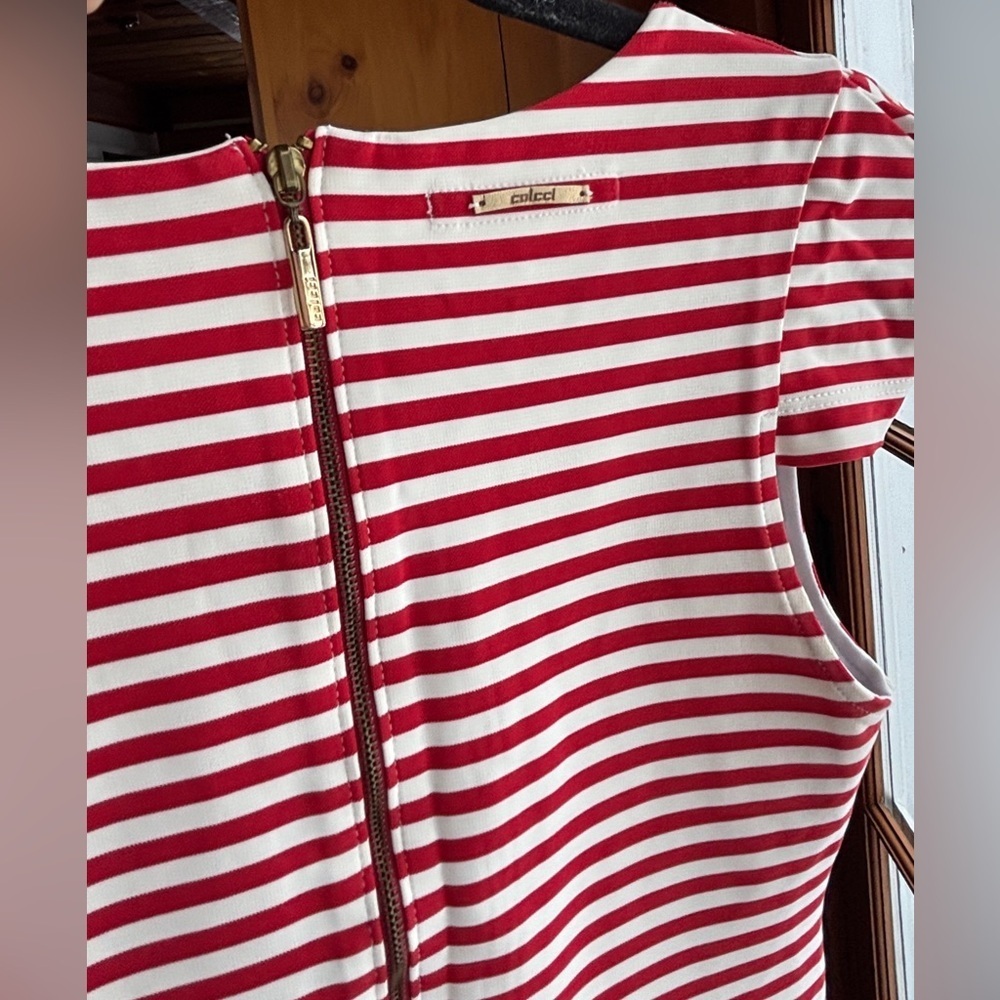 Colcci red and white striped bodycon dress size S short sleeve - Picture 4 of 15